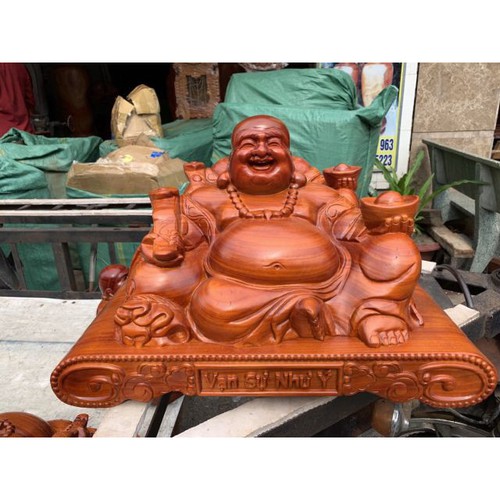 Tượng Phật Di Lặc gỗ hương ngang 50cm